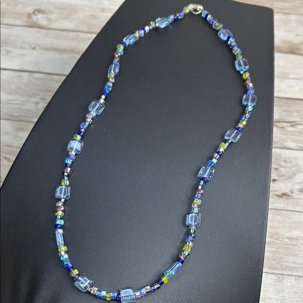 Elegant Blue All Glass Beaded Necklace